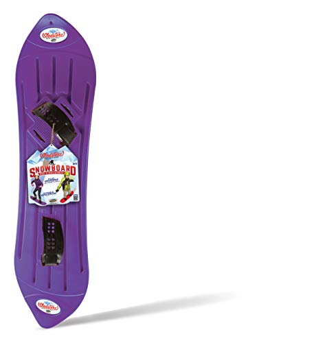 The Original Geospace Sledsterz Kids Beginner Snowboard for Winter Fun on Snow, with Adjustable Step-in Bindings; for Kids Between 4 to 12 Years Old (Purple)