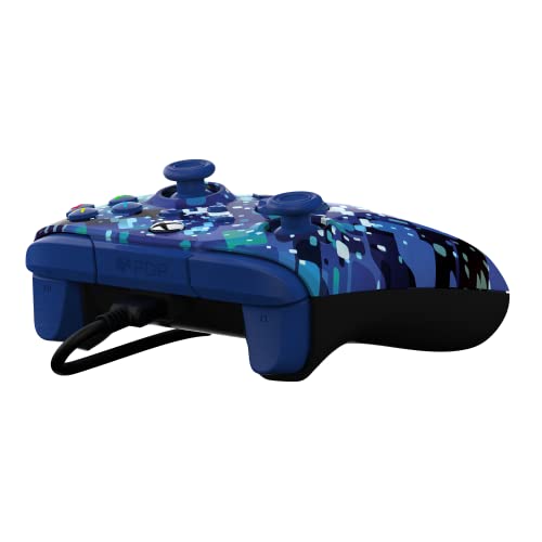 PDP Gaming REMATCH Advanced Wired Controller Licensed for Xbox Series X|S/Xbox One/PC, Customizable, App Supported - Glitch Blue (Amazon Exclusive)