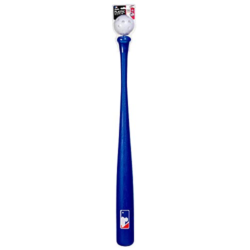 Franklin Sports Plastic Baseball Bat + Ball Set - MLB Kids Lightweight 30" Youth Blue