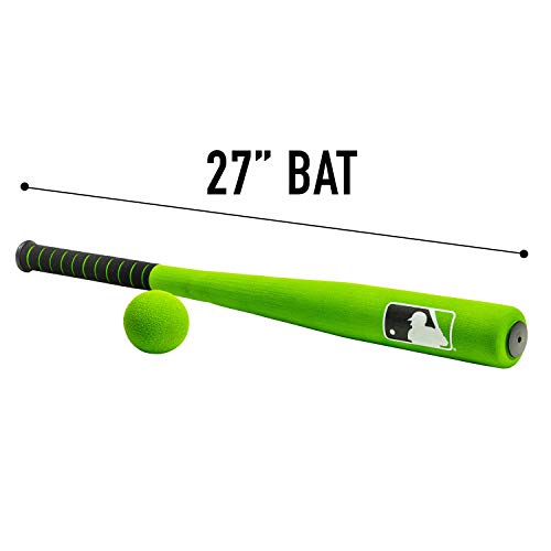 Franklin Sports MLB Kids Foam Baseball Bat + Ball Set - Toy Bat + Foam Ball Set for Kids + Toddlers - Standard Barrel - Green - 27"
