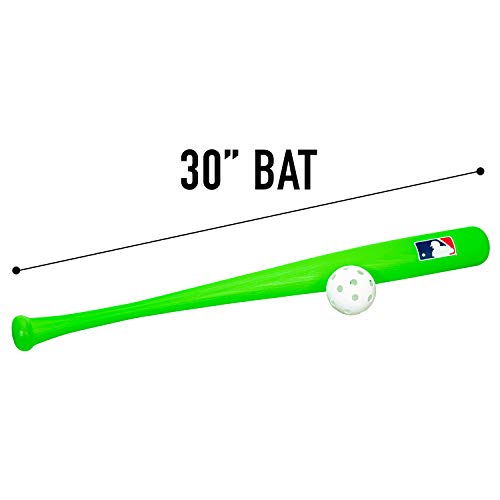 Franklin Sports Plastic Baseball Bat and Ball Set - MLB Kids Plastic Bats - Lightweight Kids Bat + Plastic Baseball Set - 30" Youth Baseball Bat - Green