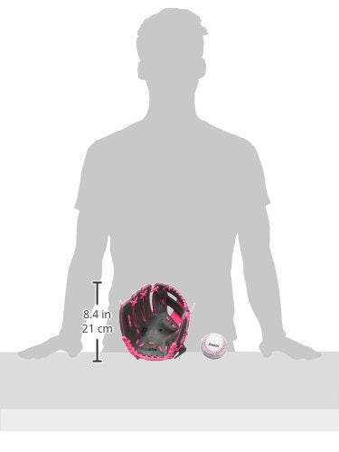 Franklin Sports unisex youth Right Handed Thrower Kids Baseball Gloves RTP Child s Tball Ball Set Boys Girls Teeball Mit, Graphite/Pink, 9.5 US