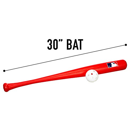 Franklin Sports Plastic Baseball Bat + Ball Set - MLB Kids Plastic Bats - Lightweight Kids Bat + Plastic Baseball Set - 30" Youth Baseball Bat - Red