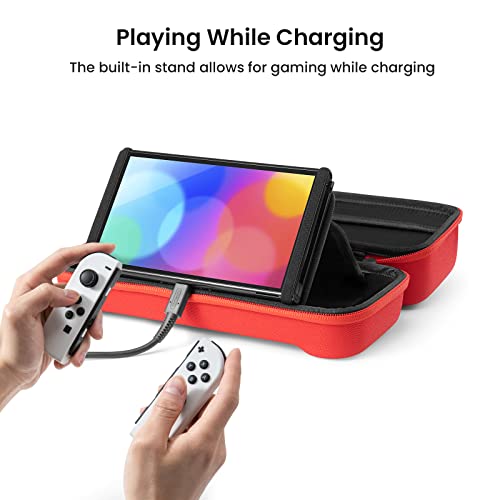 tomtoc Carrying Case for Nintendo Switch/OLED Model, Large Travel Switch Case with Pocket for Pro Controller, Joy-con Grip or AC Adapter, Protective Portable Carry Case with 24 Game Cartridges, switch game holder