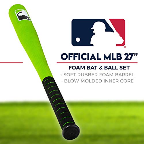 Franklin Sports MLB Kids Foam Baseball Bat + Ball Set - Toy Bat + Foam Ball Set for Kids + Toddlers - Standard Barrel - Green - 27"