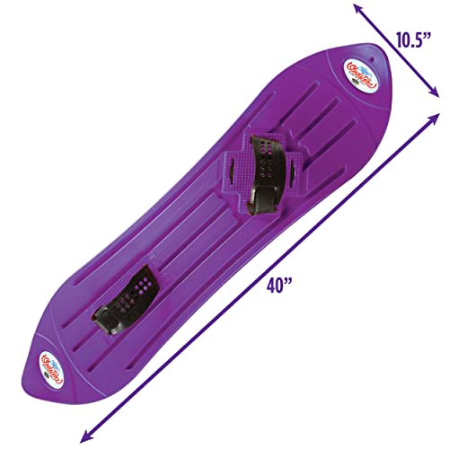 The Original Geospace Sledsterz Kids Beginner Snowboard for Winter Fun on Snow, with Adjustable Step-in Bindings; for Kids Between 4 to 12 Years Old (Purple)