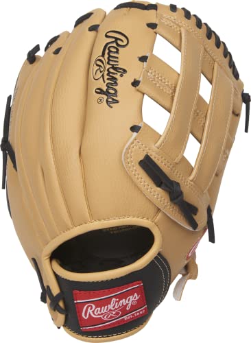 Rawlings | PLAYERS Series T-Ball & Youth Baseball Glove | Right Hand Throw | 11.5" | Camel/Black