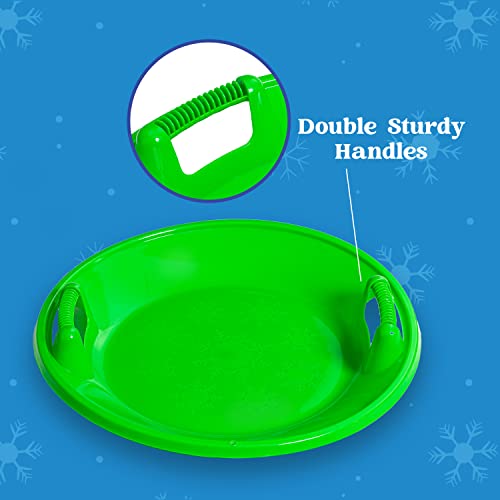 3 Pack 25” Snow Sleds, Round Slippery Heavy Duty Durable Plastic Downhill Toboggan River for Kids and Adults’ Family Holiday Winter Activity Outdoor Sledding