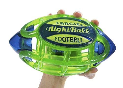 Tangle NightBall Glow in the Dark Light Up LED Football, Green with Blue