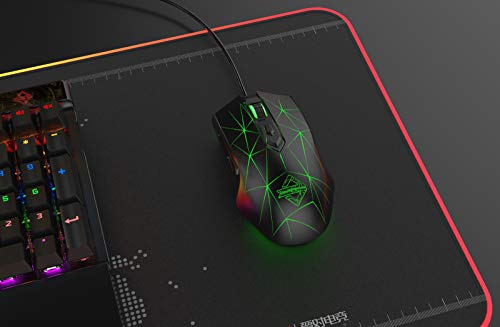 FIRSTBLOOD ONLY GAME. AJ52 Watcher RGB Gaming Mouse, Programmable 7 Buttons, Ergonomic LED Backlit USB Gamer Mice Computer Laptop PC, for Windows Mac OS Linux, Star Black