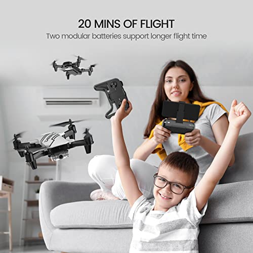 DEERC D20 Mini Drone with Camera for Kids, Remote Control Toys Gifts for Boys Girls with Voice Control, Gestures Selfie, Altitude Hold, Gravity Control, One Key Start, 3D Flips 2 Batteries, White