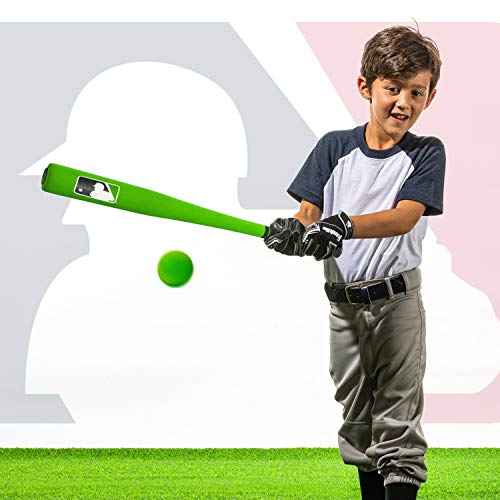 Franklin Sports MLB Kids Foam Baseball Bat + Ball Set - Toy Bat + Foam Ball Set for Kids + Toddlers - Standard Barrel - Green - 27"