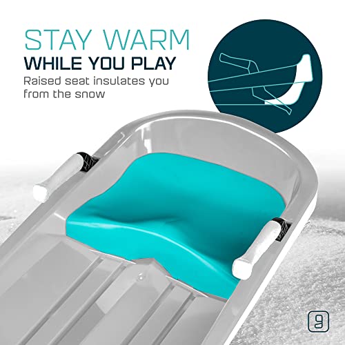 Gizmo Riders Tron Snow Sleds for Kids - Toboggan Sled, Bobsled, Durable Plastic Sled with Hand Brakes, Tow Strap, Anti-Slip Seat, Lightweight, Outdoor Toys, Snow Toys, Ages 3+, Up to 120 lbs