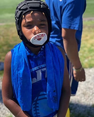 COOLOMG Soft Football Helmet 7v7 Soft Shell Rugby Flag, Padded Headgear Soccer Goalie Goalkeeper Head Protector Adjustable for Youth Kids