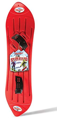 The Original Geospace Sledsterz Kids Beginner Snowboard for Winter Fun on Snow, with Adjustable Step-in Bindings; for Kids Between 4 to 12 Years Old (RED)
