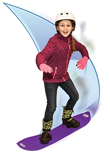 The Original Geospace Sledsterz Kids Beginner Snowboard for Winter Fun on Snow, with Adjustable Step-in Bindings; for Kids Between 4 to 12 Years Old (Purple)