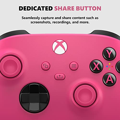Xbox Wireless Controller Deep Pink - Wireless & Bluetooth Connectivity - New Hybrid D-Pad - New Share Button - Featuring Textured Grip - Easily Pair & Switch Between Devices
