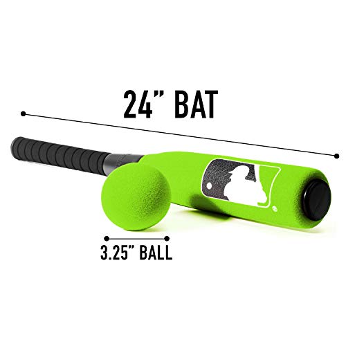 Franklin Sports MLB Kids Foam Baseball Bat + Ball Set - Jumbo Oversize Tball + Baseball Bat + Foam Ball for Kids + Toddlers - Green - 24"