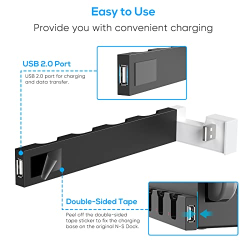 FYOUNG Charger for Switch &Switch OLED Joy Cons Controllers, Charging Dock Base Station for Switch Joycons with Indicator, Charger Station Stand for Joy Cons- White