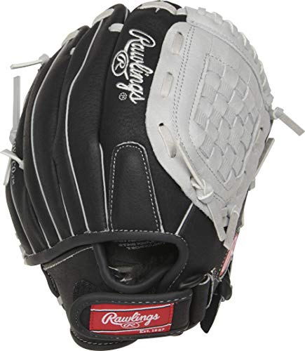 Rawlings boys 10.5" | Ages 6-8 Baseball Glove, Black/Grey, 10.5 inch US