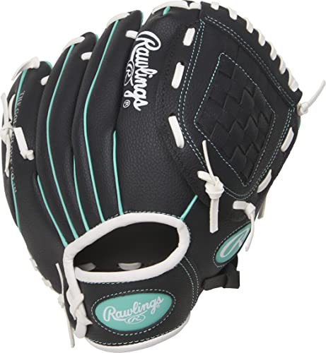 Rawlings | PLAYERS Series T-Ball & Youth Baseball Glove | Right Hand Throw | 10" | Black/Mint/White