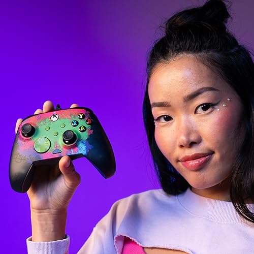 PDP Gaming REMATCH GLOW Advanced Wired Controller Licensed for Xbox Series X|S/Xbox One/PC, Customizable, App Supported - Space Dust (Glow in the Dark)