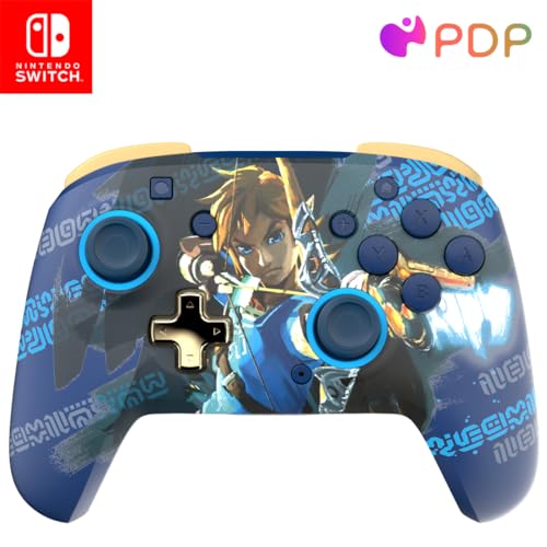 PDP REMATCH Enhanced Wireless Nintendo Switch Pro Controller - Rechargeable Battery Powered, Link Hero (Glow in the Dark)