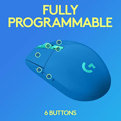 Logitech G305 LIGHTSPEED Wireless Gaming Optical Mouse, Hero 12K Sensor, 12,000 DPI, Lightweight, 6 Programmable Buttons, 250h Battery Life, On-Board Memory, PC/Mac - Blue
