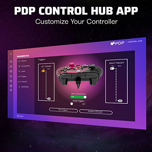 PDP Gaming REMATCH Advanced Wired Controller Licensed for Xbox Series X|S/Xbox One/PC, Customizable, App Supported - Ruby Swirl (Amazon Exclusive)