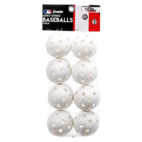 Franklin Sports Plastic Baseballs - MLB - Includes 8 Balls for Batting Practice or Backyard Baseball Play - Replacement Balls – 70mm Official Baseball Size - White