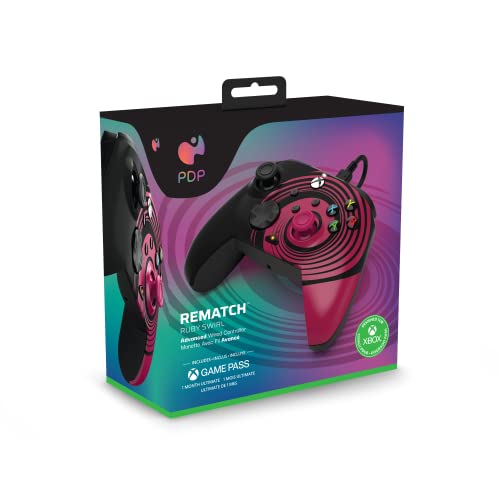 PDP Gaming REMATCH Advanced Wired Controller Licensed for Xbox Series X|S/Xbox One/PC, Customizable, App Supported - Ruby Swirl (Amazon Exclusive)