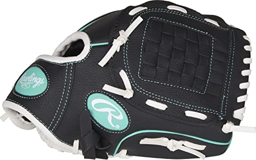 Rawlings | PLAYERS Series T-Ball & Youth Baseball Glove | Right Hand Throw | 10" | Black/Mint/White