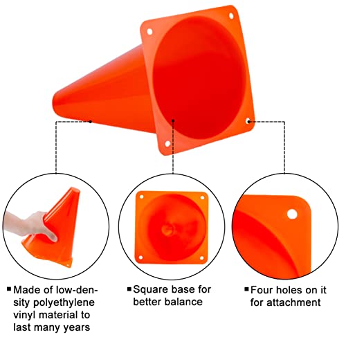 7 Inch Cones Sports, 24 Pack Orange Soccer Cones Agility Field Marker Plastic Traffic Training Cones for Basketball Football Skating Drills Practice - Indoor and Outdoor Festive Events Obstacle Course