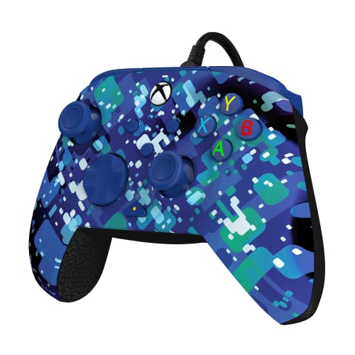 PDP Gaming REMATCH Advanced Wired Controller Licensed for Xbox Series X|S/Xbox One/PC, Customizable, App Supported - Glitch Blue (Amazon Exclusive)