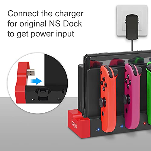 FYOUNG Charger for Switch &Switch OLED Joy Cons Controllers, Charging Dock Base Station for Nintendo Switch Joycons with Indicator, Charger Station Stand for Joy Cons