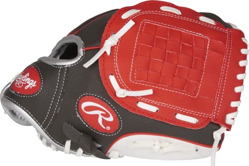 Rawlings | PLAYERS Series T-Ball & Youth Baseball Glove | Right Hand Throw | 10" | Dark Shadow/Red/White