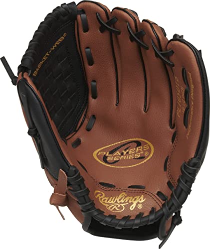 Rawlings | PLAYERS Series T-Ball & Youth Baseball Glove | Right Hand Throw | 10.5" | Dark Tan/Black