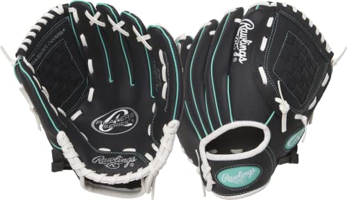 Rawlings | PLAYERS Series T-Ball & Youth Baseball Glove | Right Hand Throw | 10" | Black/Mint/White