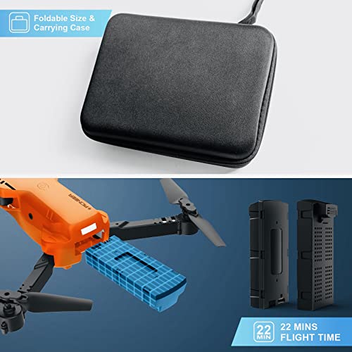 RADCLO Drones for Kids and Adults - Drone with camera 1080P HD, FPV Foldable Drone with Carrying Case, 2 Batteries, 90° Adjustable Lens, One Key Take Off/Land, Altitude Hold, 360° Flip, Toys Gifts