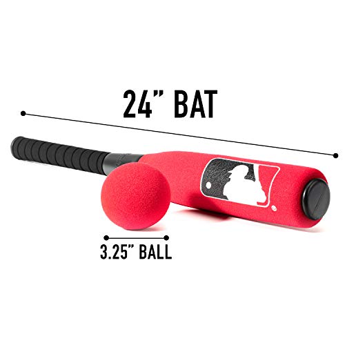 Franklin Sports MLB Kids Foam Baseball Bat + Ball Set - Jumbo Oversize Tball + Baseball Bat + Foam Ball for Kids + Toddlers - Red - 24"