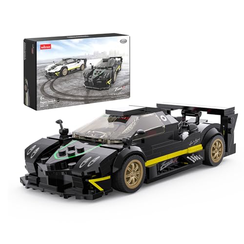 YYC by RASTAR 1:28 Pagani Zonda R Toy Car Model Building Kit, Collectible Sports Car Set with 387pcs Bricks, Removeable Roof, Free Wheel, Birthday Gift Idea for Boys, Girls, and Kids Ages 6 Plus Black