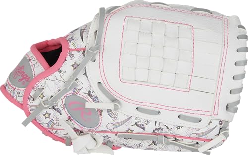 Rawlings | PLAYERS SERIES Youth Softball Glove | Right Hand Throw | 10" - Basket Web | White/Unicorn