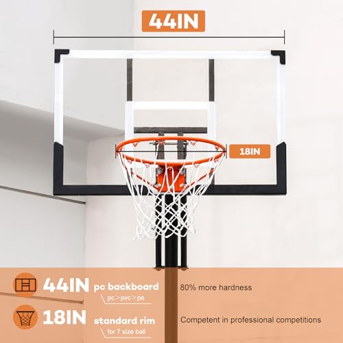 Aimking Portable Basketball Hoop Outdoor System with 29-44 Inch Shatterproof Backboard, 3.2FT-10FT Height Adjustable Basketball Goal System for Youth/Teens/Adults Indoor Outdoor