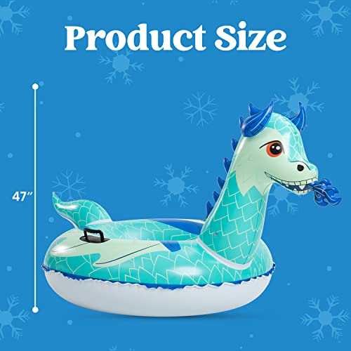 JOYIN 47” Inflatable Snow Tube for Kids and Adults, Heavy-Duty Snow Tube for Sledding, Great Inflatable Snow Tubes for Winter Fun and Family Activities (Ice Dragon)