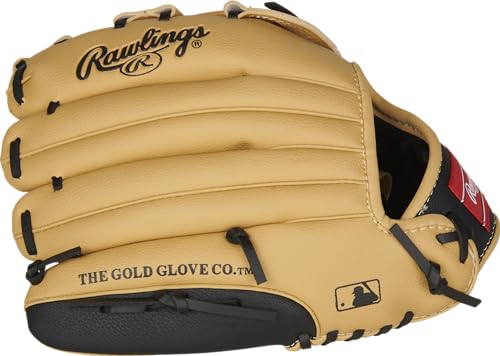 Rawlings | PLAYERS Series T-Ball & Youth Baseball Glove | Right Hand Throw | 11.5" | Camel/Black