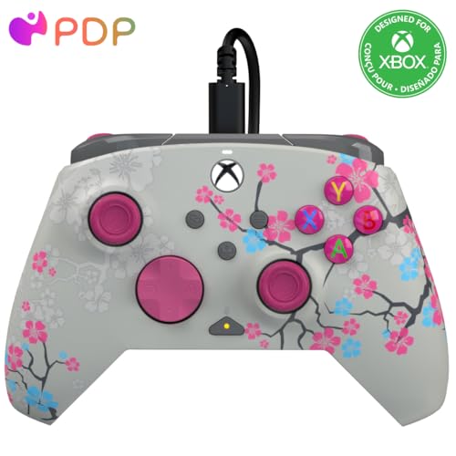 PDP REMATCH GLOW Advanced Wired Controller Licensed For Xbox Series X|S, Xbox One, & Windows 10/11 PC: Pink Cherry Blossom (Glow in the Dark)