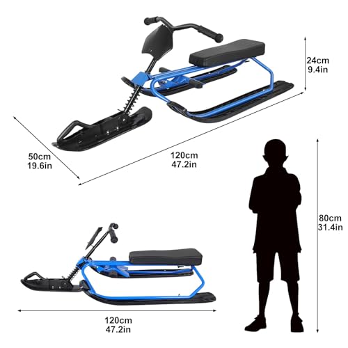 Wodesid Snow Racer Sled with Steering Wheel and Twin Brakes, Ski Sled Snowboard for Kids Teens and Adults Winter Sport Ski Sled Slider Board for Downhill and Uphill (Adults)