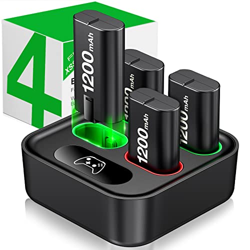 Charger for Xbox One Controller Battery Pack with 4x1200mAh (4x2880mWh) USB Rechargeable Xbox One Battery Charger Station for Xbox Series X|S, Xbox One S/One X/Elite Controllers-Xbox One Accessories