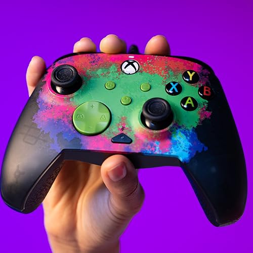 PDP Gaming REMATCH GLOW Advanced Wired Controller Licensed for Xbox Series X|S/Xbox One/PC, Customizable, App Supported - Space Dust (Glow in the Dark)