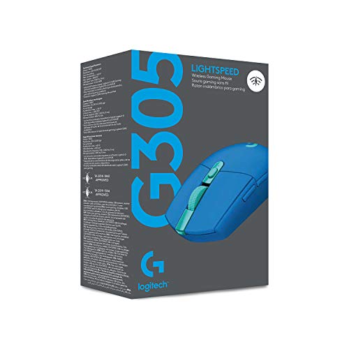 Logitech G305 LIGHTSPEED Wireless Gaming Optical Mouse, Hero 12K Sensor, 12,000 DPI, Lightweight, 6 Programmable Buttons, 250h Battery Life, On-Board Memory, PC/Mac - Blue